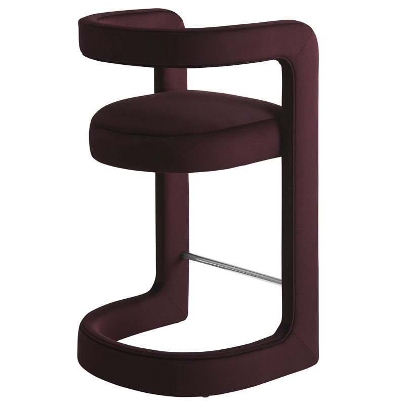 Winslow Performance Velvet Stool, Mulberry, Counter Stool (27" Seat Height)