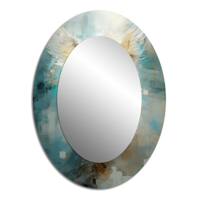 Angels Announcement Celestical Christianism I - Teal Oval Wall Mirror Decor