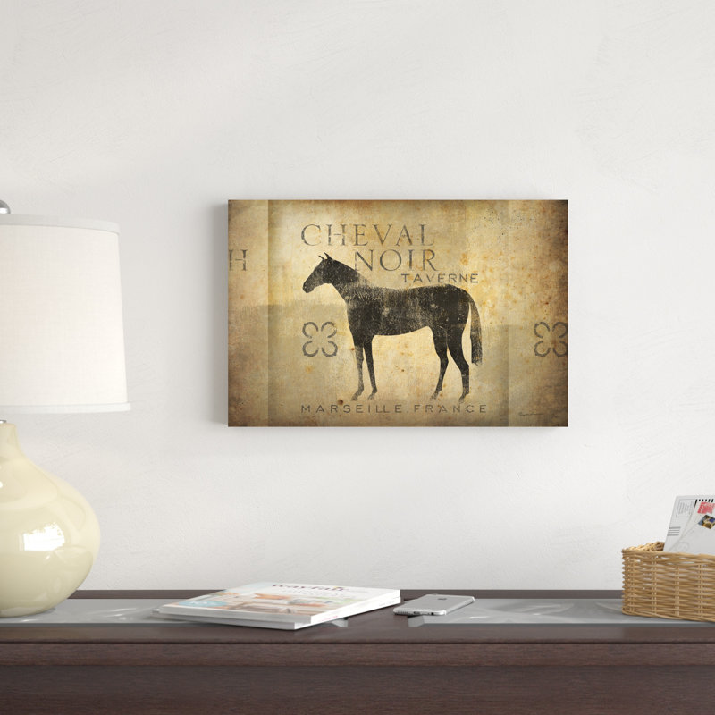 Cheval noir V4, H 8 po x l 12 po x P 1,25 po