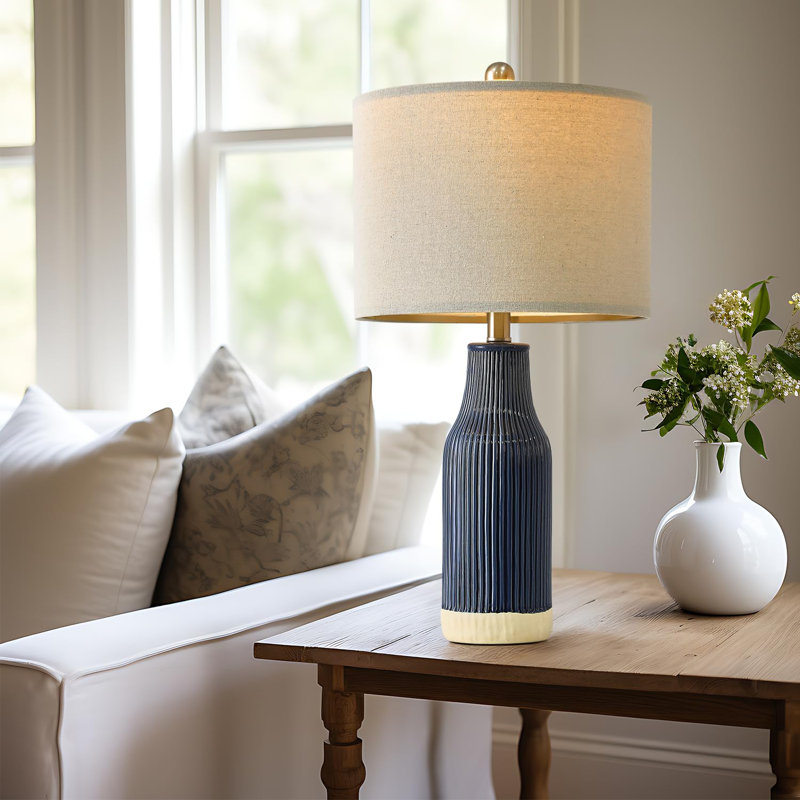 Lampe de table en céramique Lenu, Céramique bleue