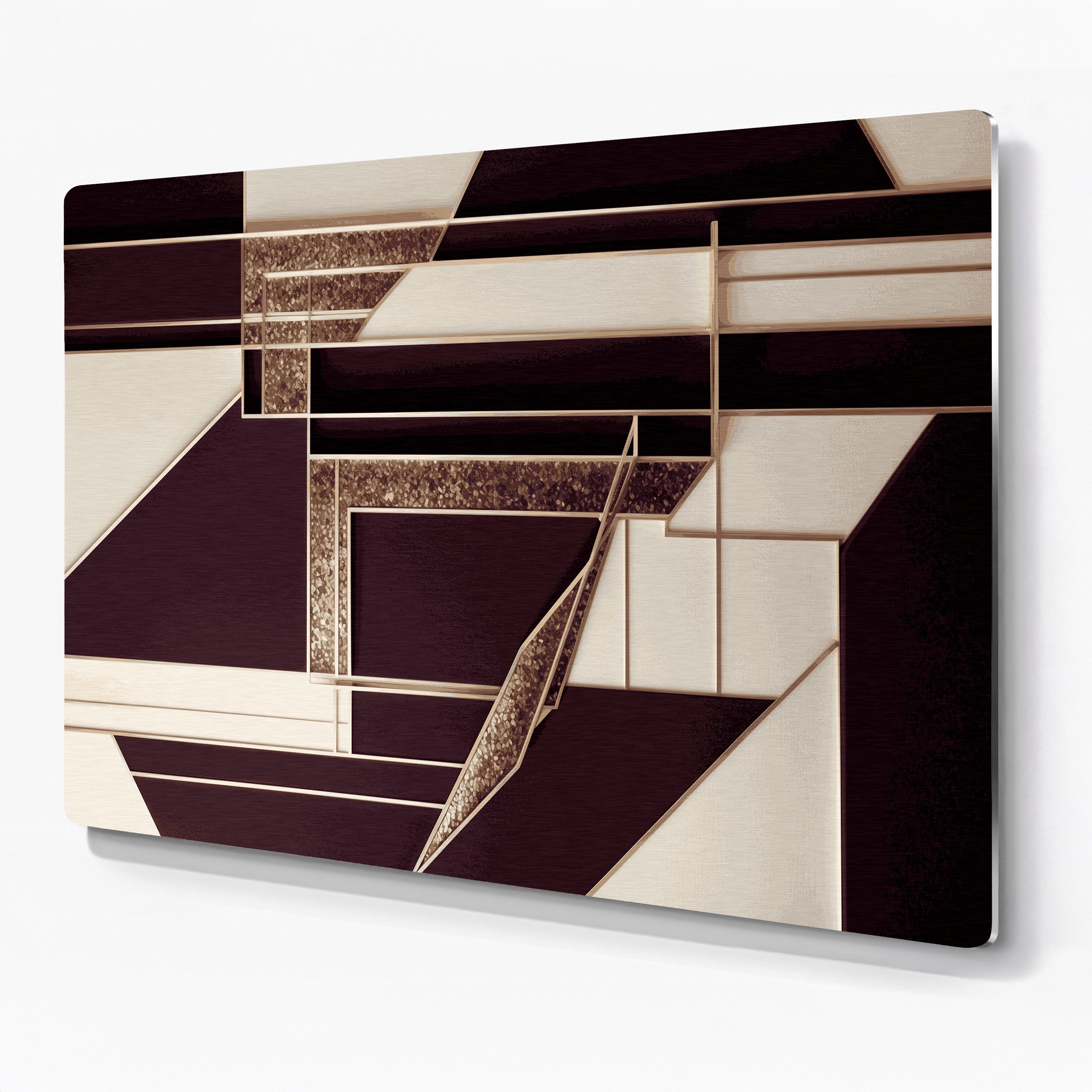 Metal R. Ellis Orren Ellis Geometric Abstraction 93 Brown Metal Wall Art | Wayfair