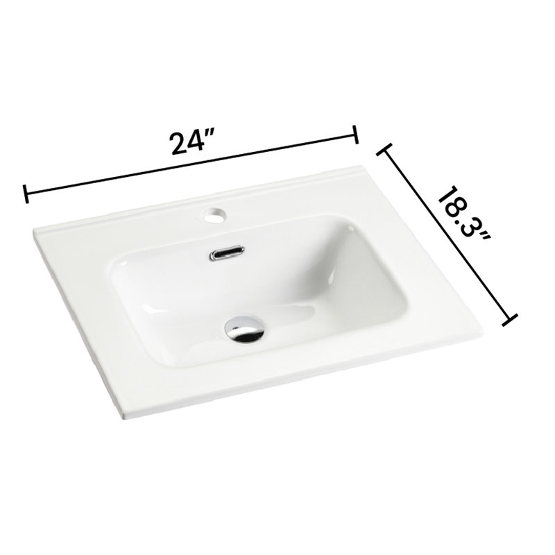 Lavabo intégré pour salle de bain en céramique blanche lustrée - Design, durabilité et rayures pour des lignes douces, performance