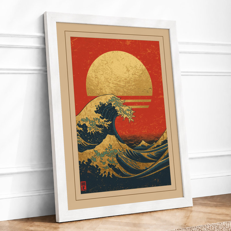 Sun Over Turbulent Seas Japandi - Print, A3 - 42.0 x 29.7 cm, White