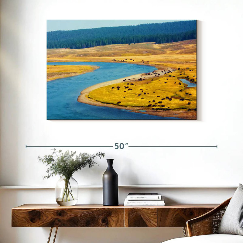 Alvord Yellowstone Bison River, H 26 po x l 39 po