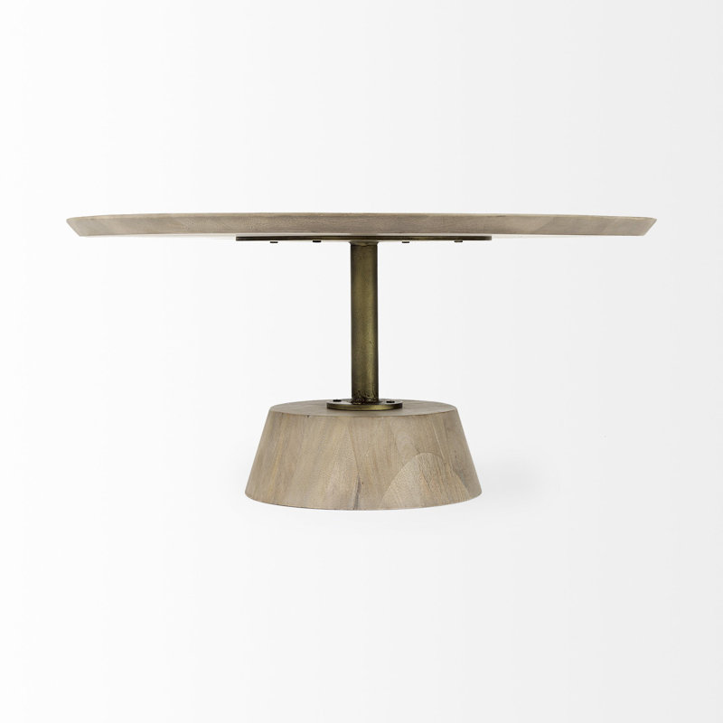 Table basse à piédestal en bois brun clair, Brun