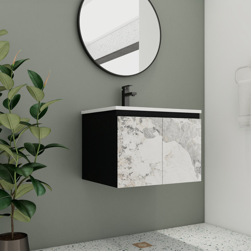 Meuble-lavabo simple 24 po avec comptoir en céramique