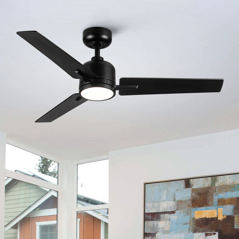 Ventilateur de plafond 48 po avec lumière Lowe, Noir, Noir