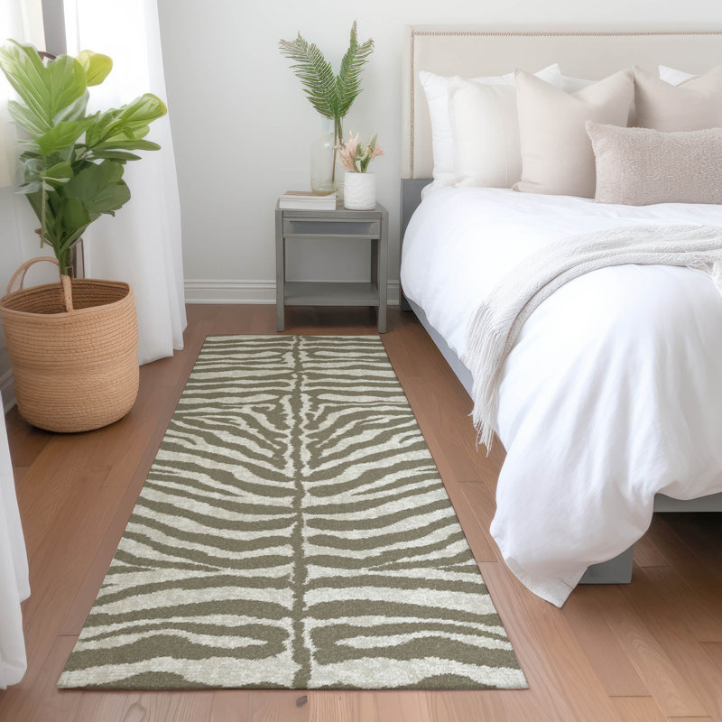 Premium Machine Washable Kishonna AMF42 Taupe Rug, Runner 2'3" x 7'6"