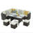 7 Piece  Wicker Outdoor Dining Set,  9-Seat  Outdoor Sectional Beige Cushions Sofa With Ottomans & Dining Table For Porch Backyard Garden-344764754
