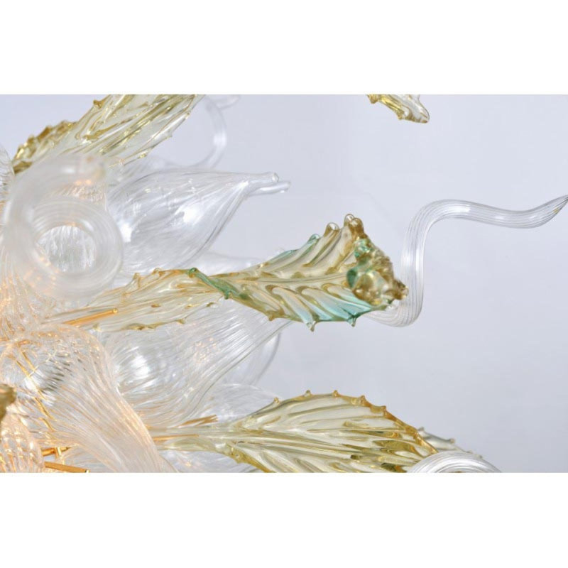 Lustre jaune sarcelle Alan Mizrahi, Ambre, 48" Wide x 30" Height, Nickel brossé