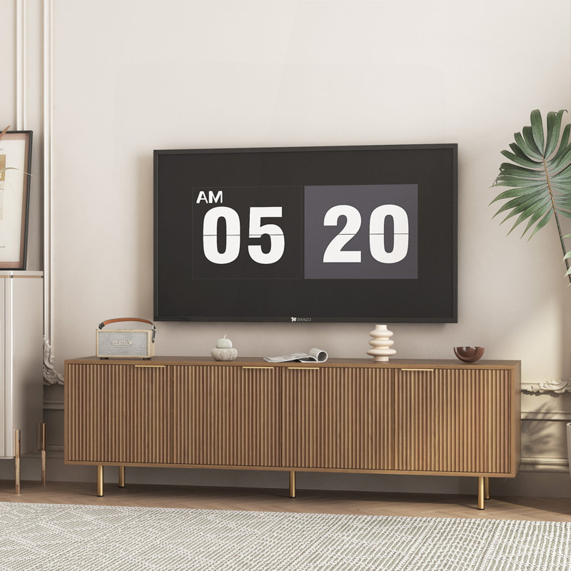 Meuble télé moderne avec cannelures avec rangement, Bois