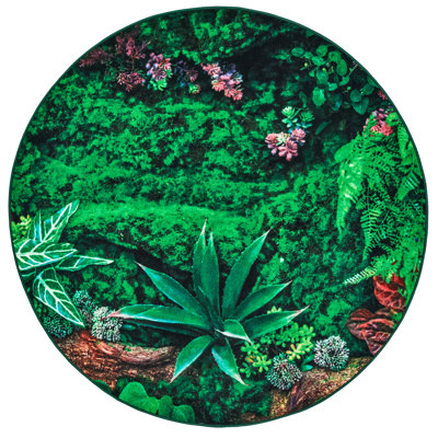 Real Forest Plants Decorative Pixel Perfect™ Tufted Green Area Rug