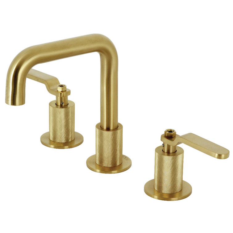 Kingston Brass Whitaker Two-Handle 3-Hole Deck Mount Widespread Bathroom Faucet with Push Pop-Up Drain