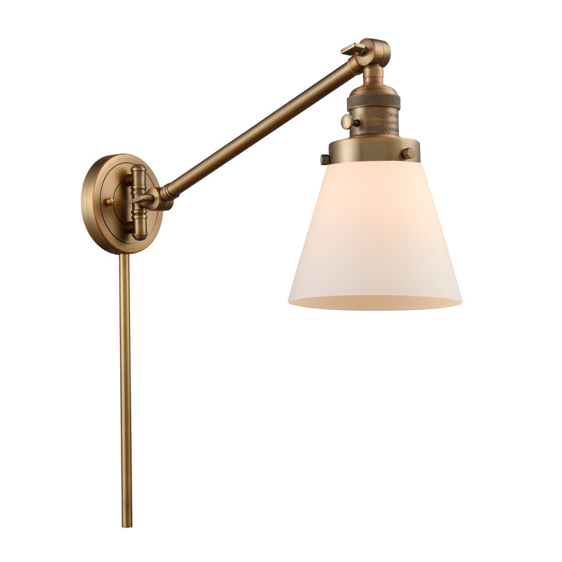 Pelkey Swing Arm Sconce, Matte White Cased, Brushed Brass, Bulb Not Included