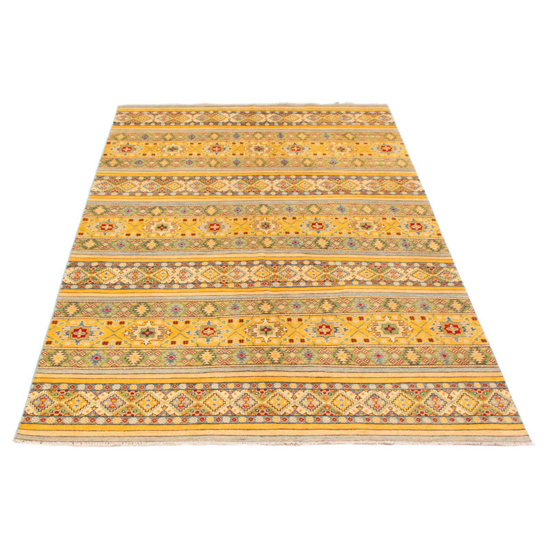 Tapis unique en laine noué à la main nouvel âge 6 pi 6 po x 9 pi 10 po doré