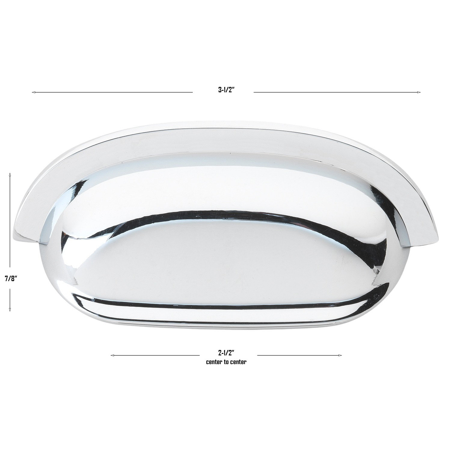 2.5" Cup Bin Cabinet Pull, Polished Chrome