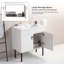 Meuble-lavabo de salle de bain avec pied en métal, lavabo en céramique blanche et 2 portes à fermeture en douceur-1143805090