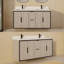 Meuble-lavabo à double cuve en bois massif l 60 po x P 22 po Thayer en gris argenté avec rangement furtif et plateau en pierre reconstituée-49550510-49550496
