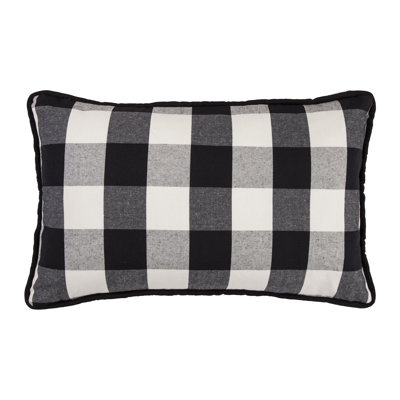 Blackberry Black/Natural Buffalo Check 16 x 26 inch Lumbar Throw Pillow & Insert