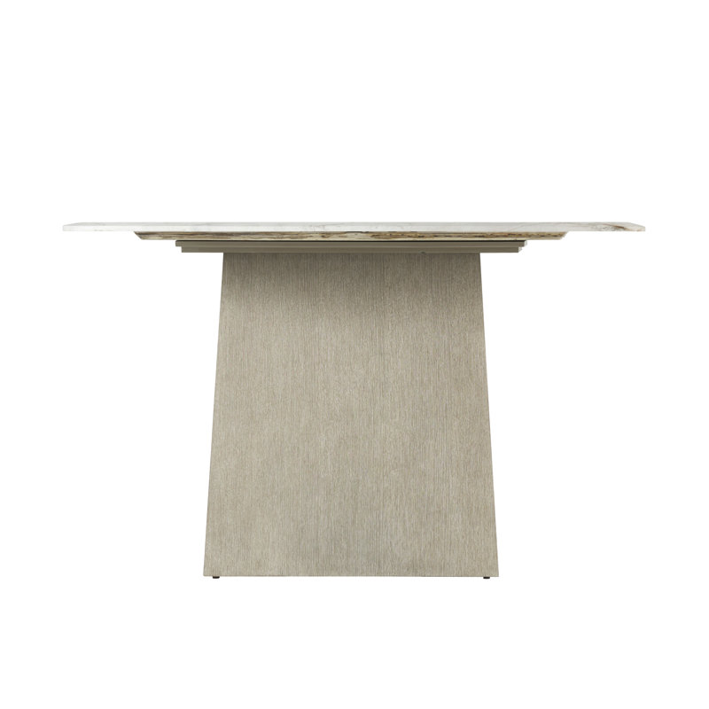 Repose Grey Oak Rectangular Dining Table with Arabescato Marble Top