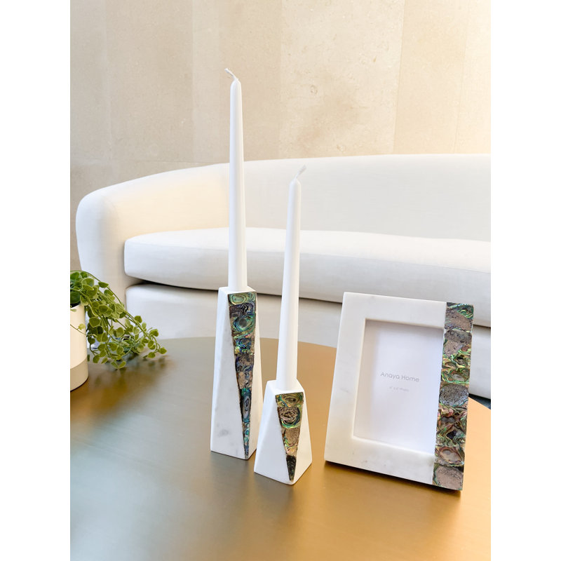 4x6 White Marble and Rainbow Mother of Pearl Picture Frame