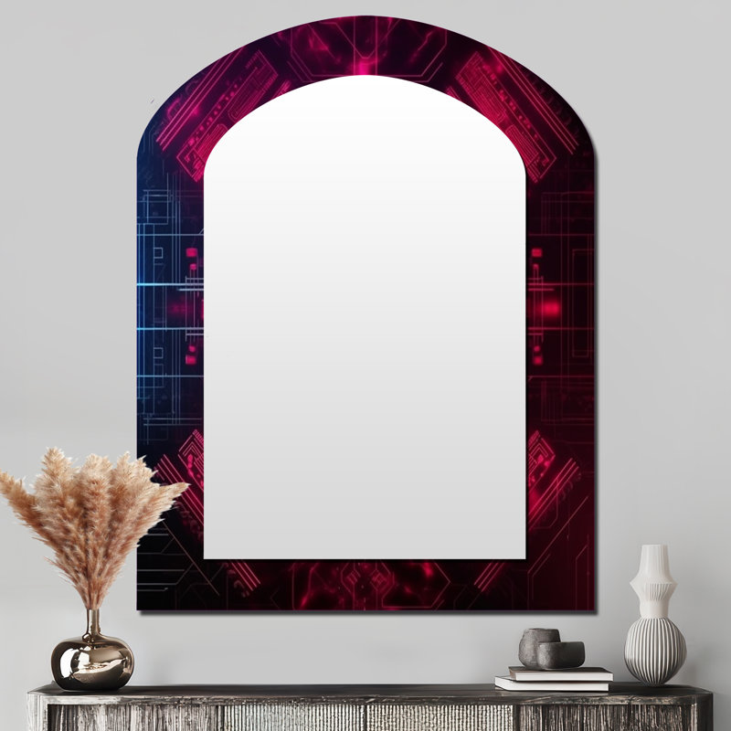 «Three Eye Chakra Mystical Circle» - miroir mural décoratif en arche de Christianisme, miroir asymétrique traditionnel, impression d'art en métal
