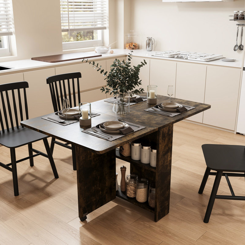 Foldable Table In Brown, 52.46 Inches, Ideal For Family Dinner And Display With Universal Wheel Inches Home Brown - Meets Your Furnishing Needs, Brake Function