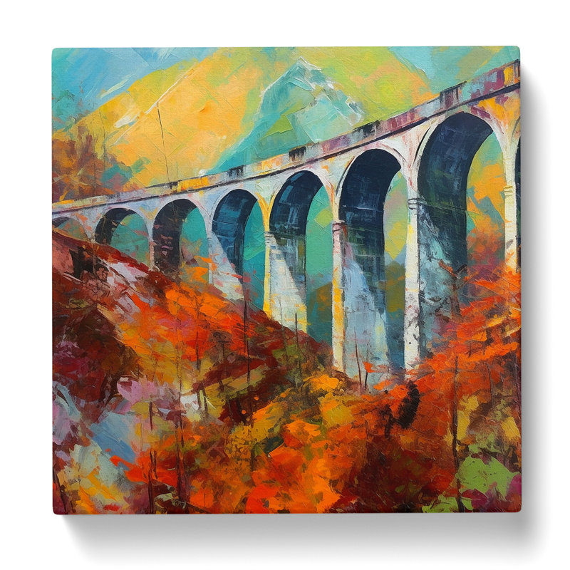 Glenfinnan Viaduct Abstract Expressionism - Wrapped Canvas, 35cm H x 35cm W x 3cm D