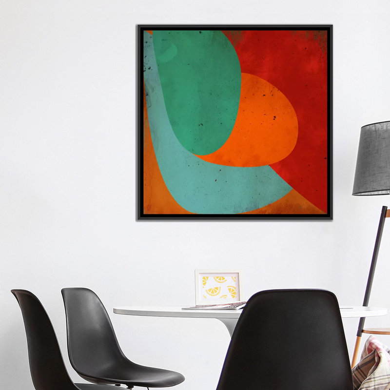 Albree Modern Apple on the Tree, impression sur toile, H 37 po x l 37 po x P 1,5 po, Toile avec cadre noir, Pas de tapis