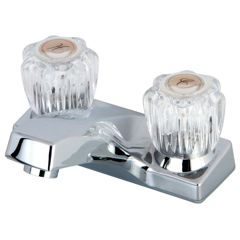 Kingston Brass Two-Handle 3-Hole Deck Mount 4" Centerset Bathroom Faucet, Without Pop-Up