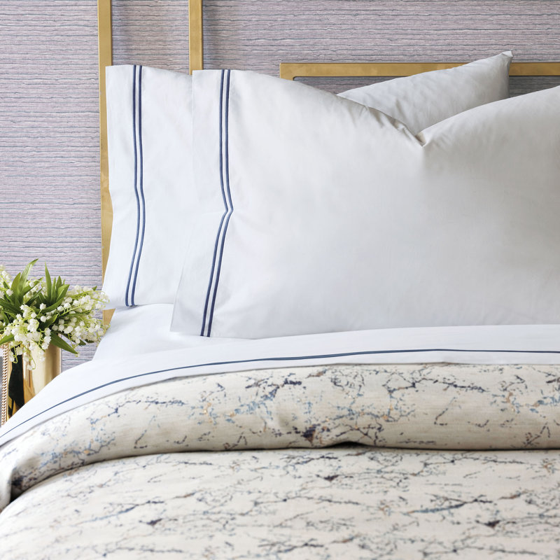 Enzo Satin Stitch Sheet Set In Antique, White