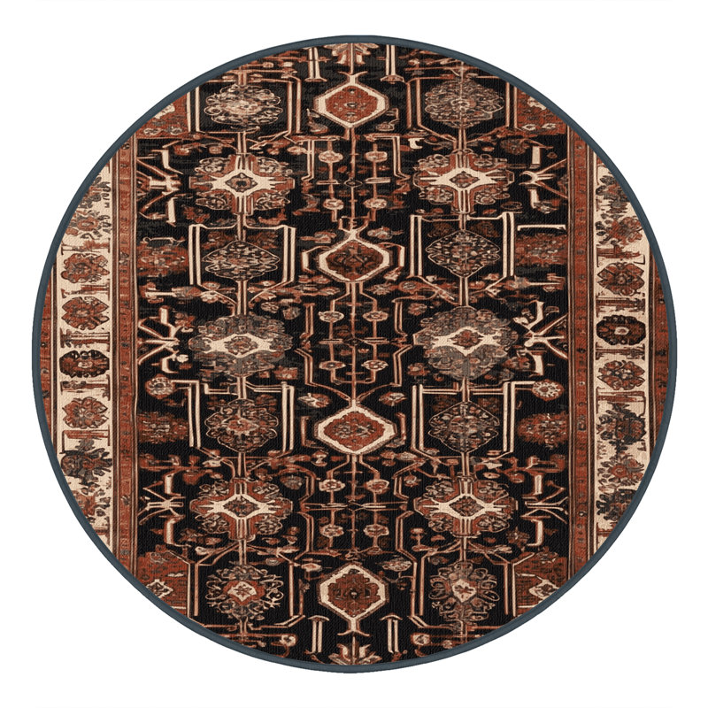 Tapis brun lavable à la machine, Rond 4 pi