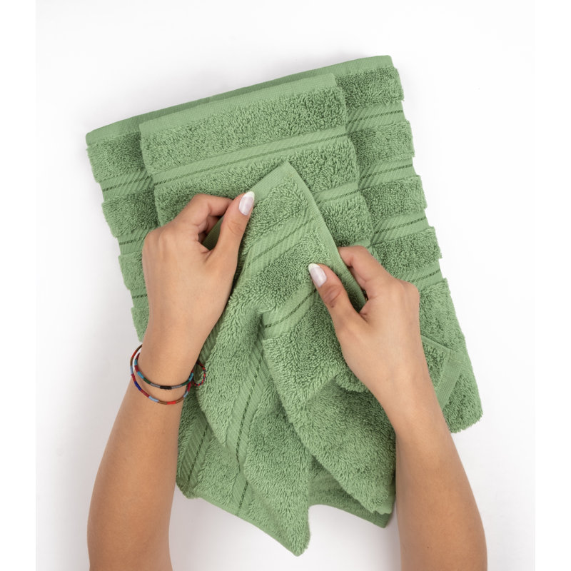 Ensemble de serviettes de bain turques de luxe 100% coton 4 pièces Edison Collection, Vert sauge