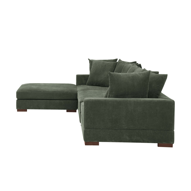 Canapé modulaire rembourré 4 pièces Aubriel, Hunter Green Corduroy