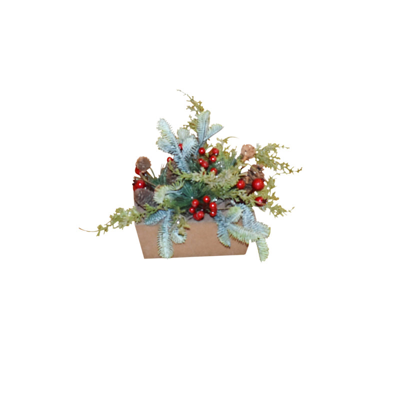 Baies rouges mixtes 15 po dans un pot en bois 15 po