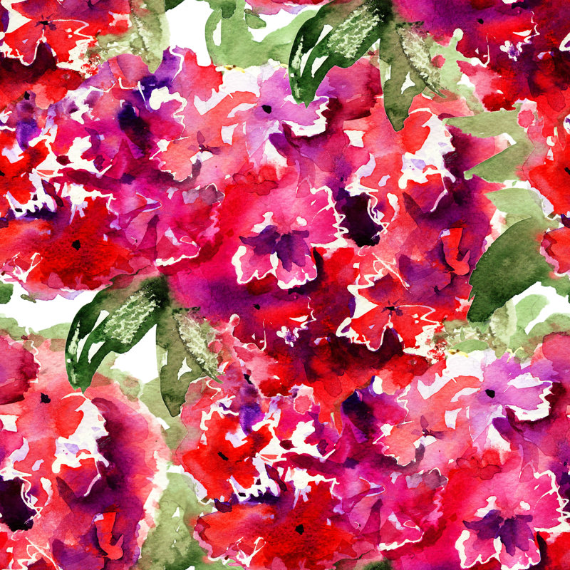 Papier peint sans couture avec hortensia par Ateli - peinture sur toile tendue, H 12 po x l 12 po