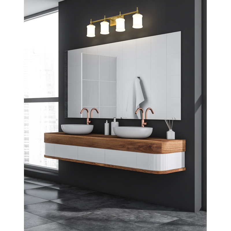 Meuble-lavabo 4 lumières Zowie, Or