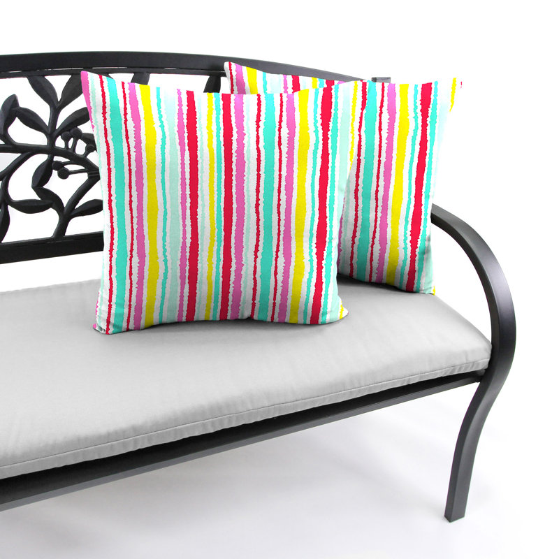 16" x 16" Westport Garden Multicolor Stripe Outdoor Throw Pillow (Set of 2), Summer Stripe