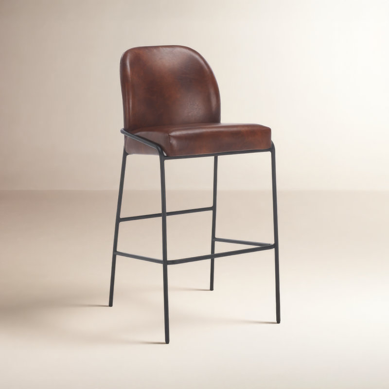 Barrington Vegan Leather Bar & Counter Stool, Brown, Bar Stool (30" Seat Height)