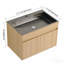Armoire de salle de bain murale 28 po, avec lavabo en acier inoxydable et tuyau de vidange flexible, 2 portes à fermeture douce, chêne, contreplaqué, emballage Kd