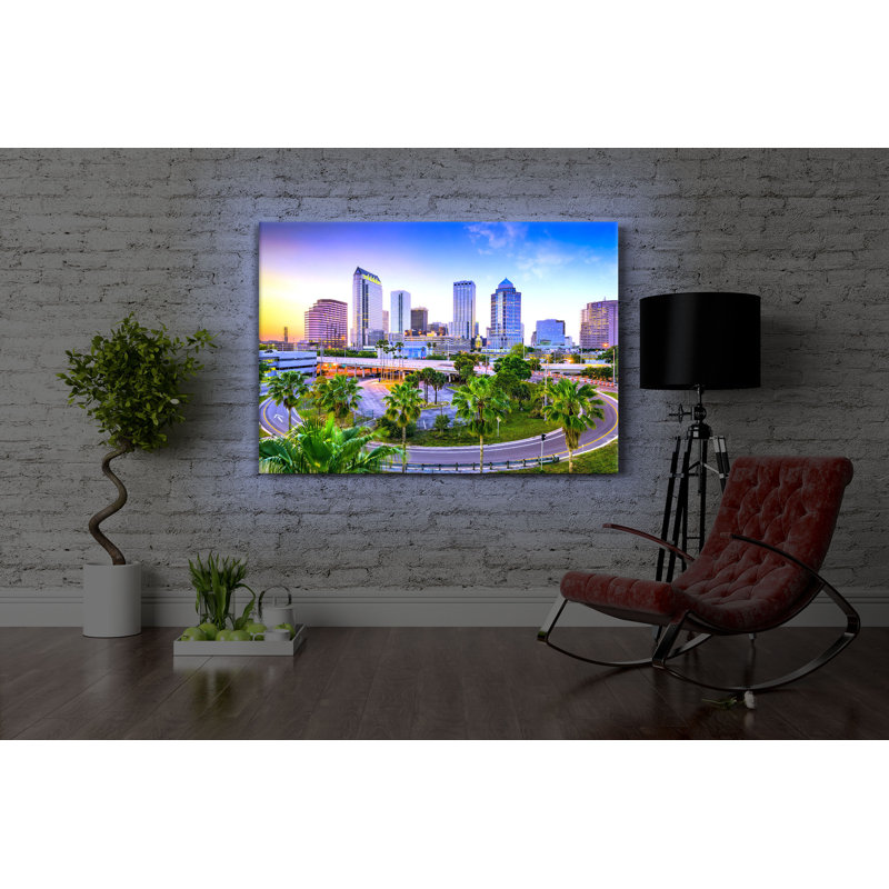 Skyline In Den USA by No - Wrapped Canvas Print, With lighting, 70cm H x 100cm W x 4.5cm D