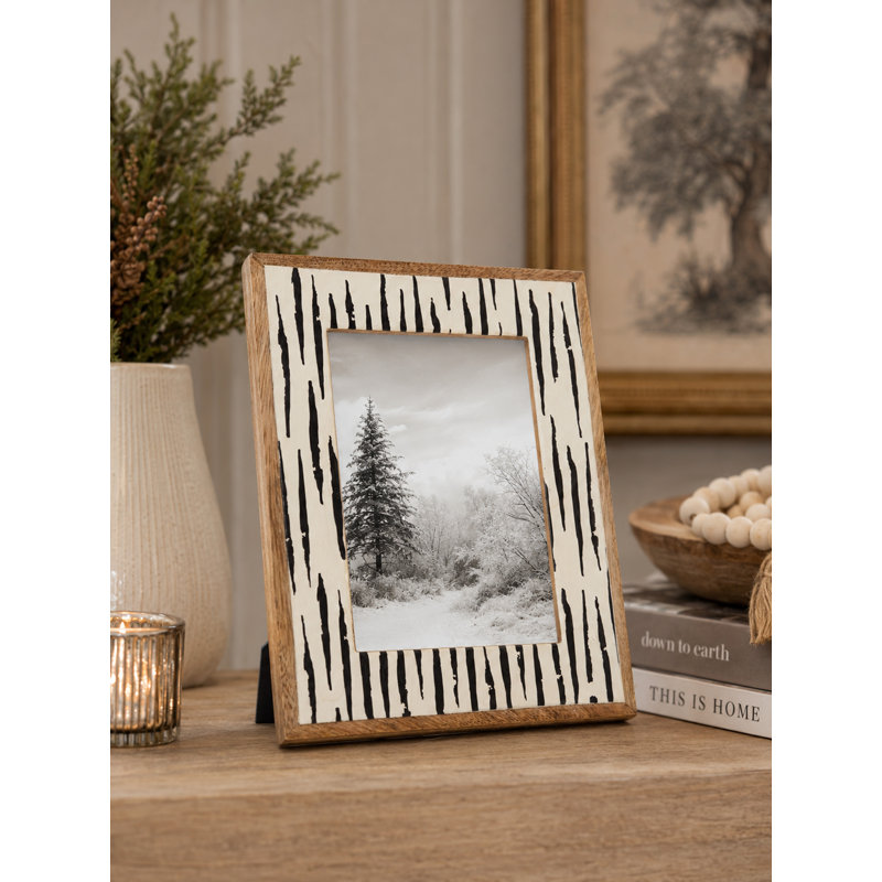 Cadre photo à motif moderne - Cadre photo décoratif en bois aggloméré et bois, 5"x7"