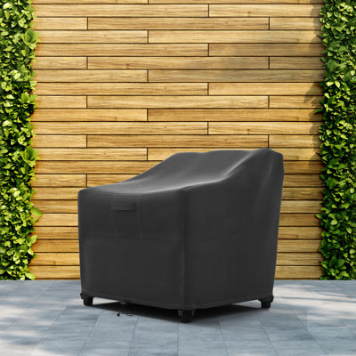 Premium Patio Chair Wide Cover - Breathable, Heavy-Duty Cover with Water-Resistant PVC liner, Adjustable Elastic Hem, Click-Close Straps, and Air Vent by Freeport Park