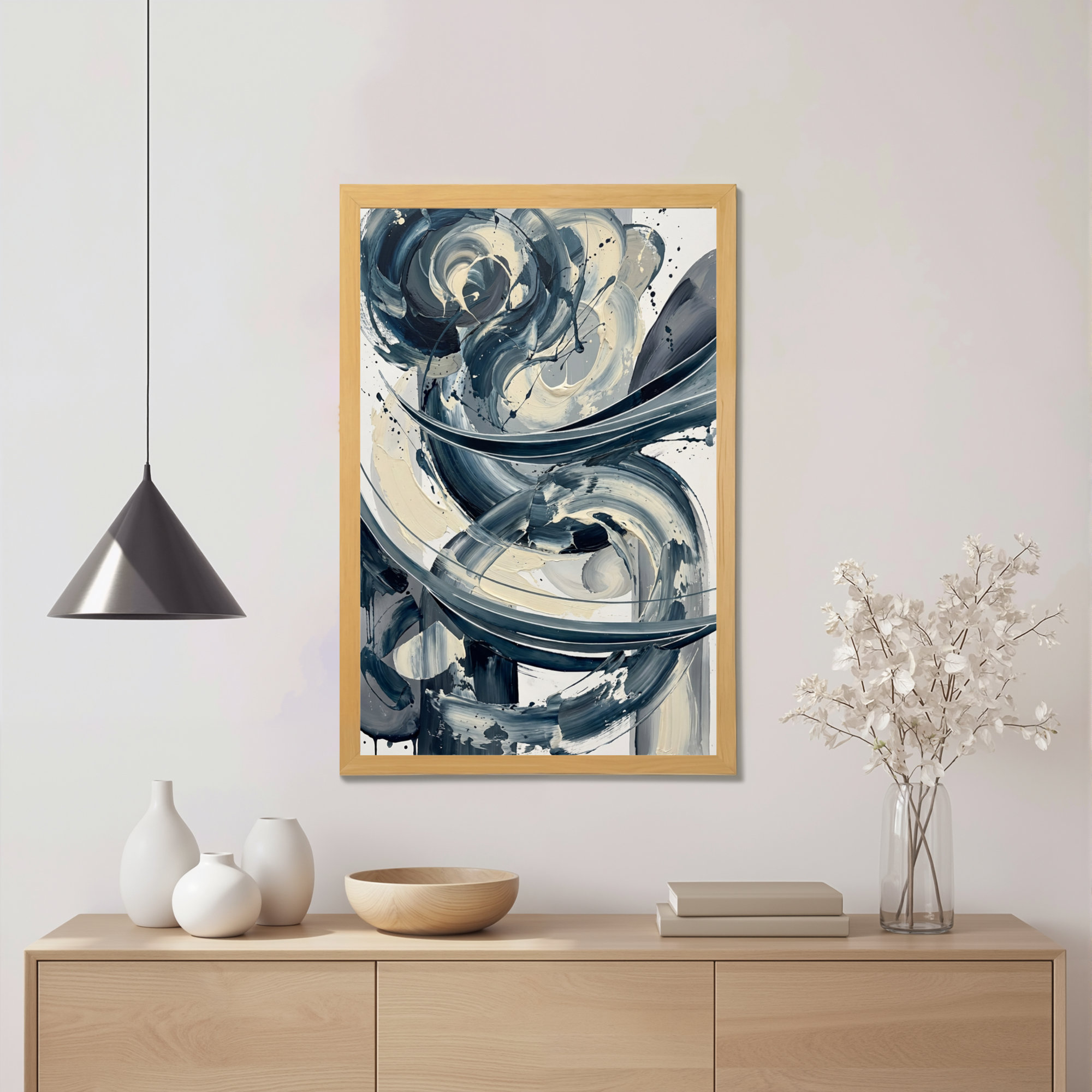 Winston Porter Abstract Blue And White Swirl Canvas Wrapped Wall Art ...