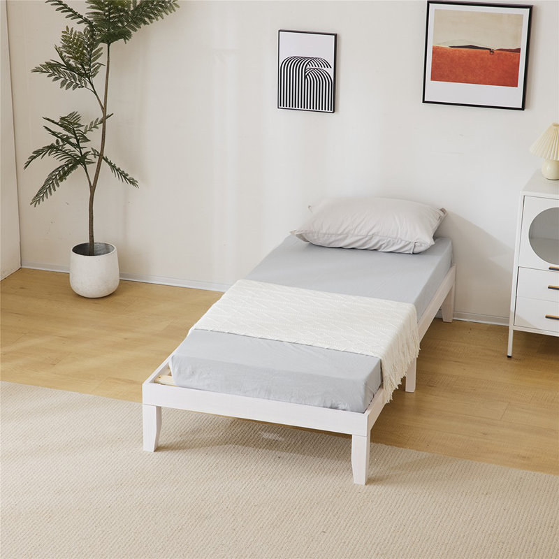 Basic Wooden Bed Frame, Twin, White