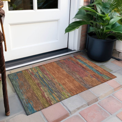Machine Washable Indoor/Outdoor Christain ACN1286 Terracotta Rug