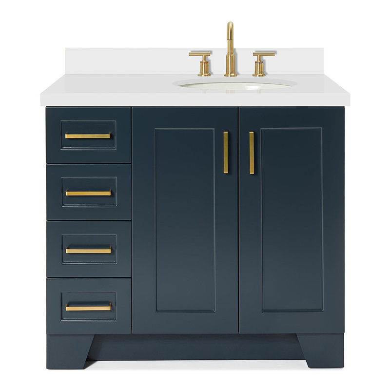 37 IN. Single Bathroom Vanity, Right, Oval, Midnight Blue
