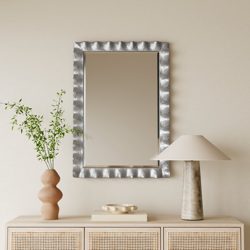 Edith Metal Scalloped Wall Mirror, Silver Leaf