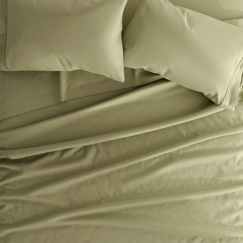 Ultra Soft Double Brushed 4 Piece Sheet Set – Deep Pocket Fade Resistant Bedding, Sage, King Sheet Set with 2 Pillowcases