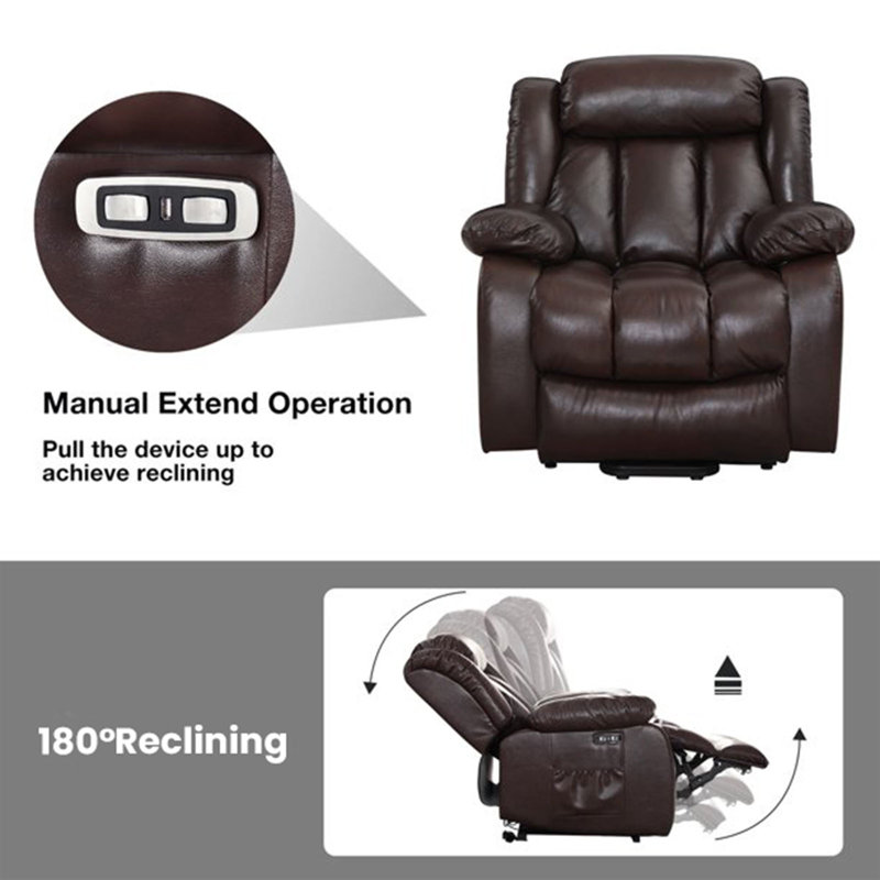Fauteuil inclinable électrique 40,7 po, Similicuir brun